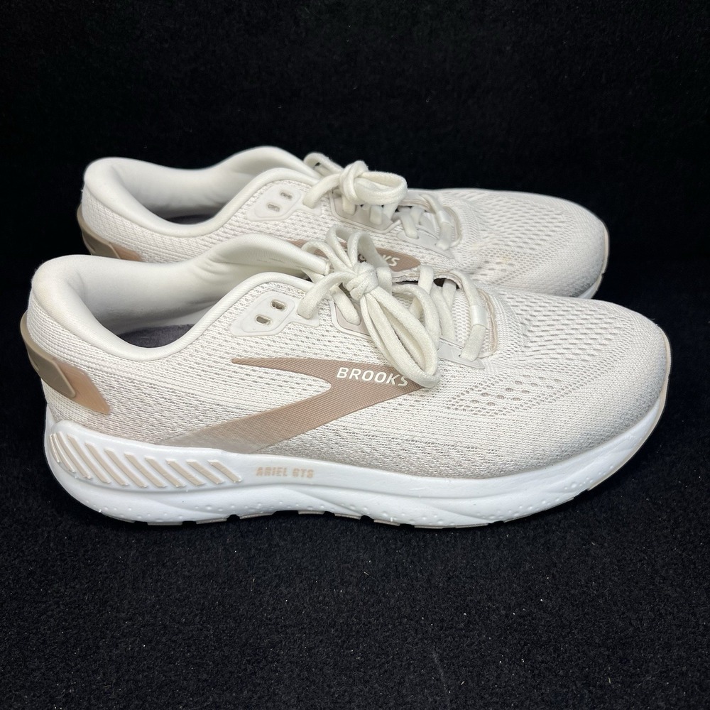 Brooks Ariel GTS 24 Women Wide 8.5D Cream Tan Running Shoes 1204142B135
